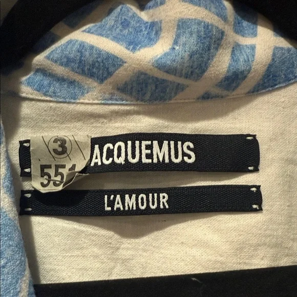 Jacquemus White and Light Blue Short Sleeve Button-Up Shirt - Picture 2 of 7